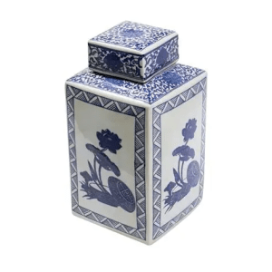 Blue & White Lotus Tea Jar- Large