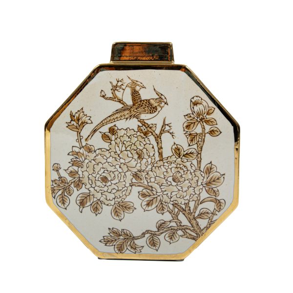 Oct. Vase “Chinoiserie” Porcelain White/Gold M