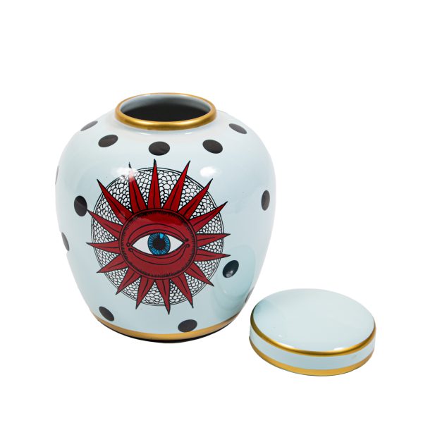 Blue Gray Sun Eye Vase - Small - Image 2