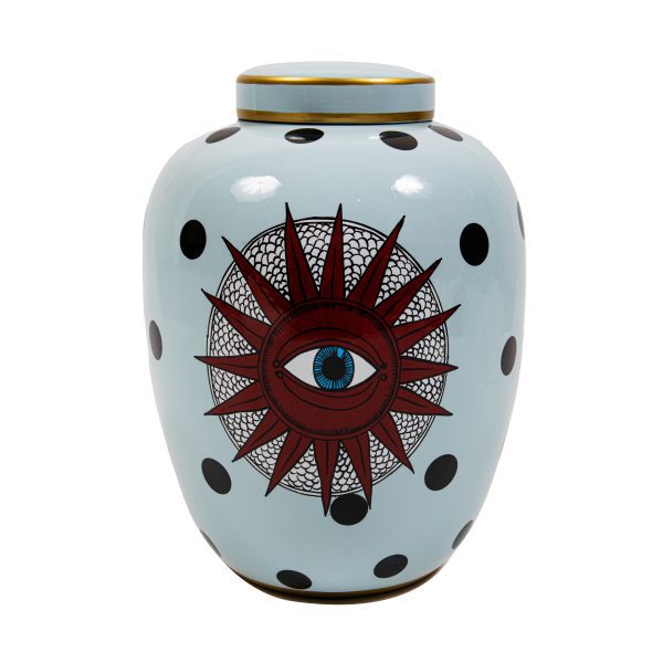 Blue Gray Sun Eye Vase - Medium