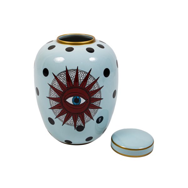 Blue Gray Sun Eye Vase - Medium - Image 3